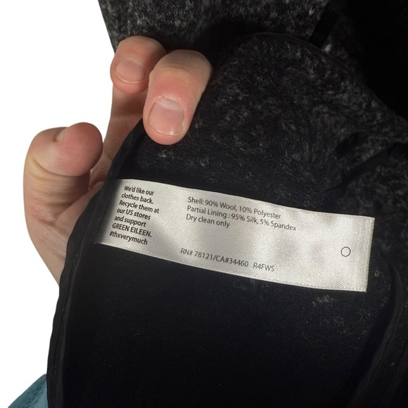 Eileen Fisher Oversized Sprinkle Open Felted Wool Silk Coat Grey/Black S/M - Picture 11 of 12